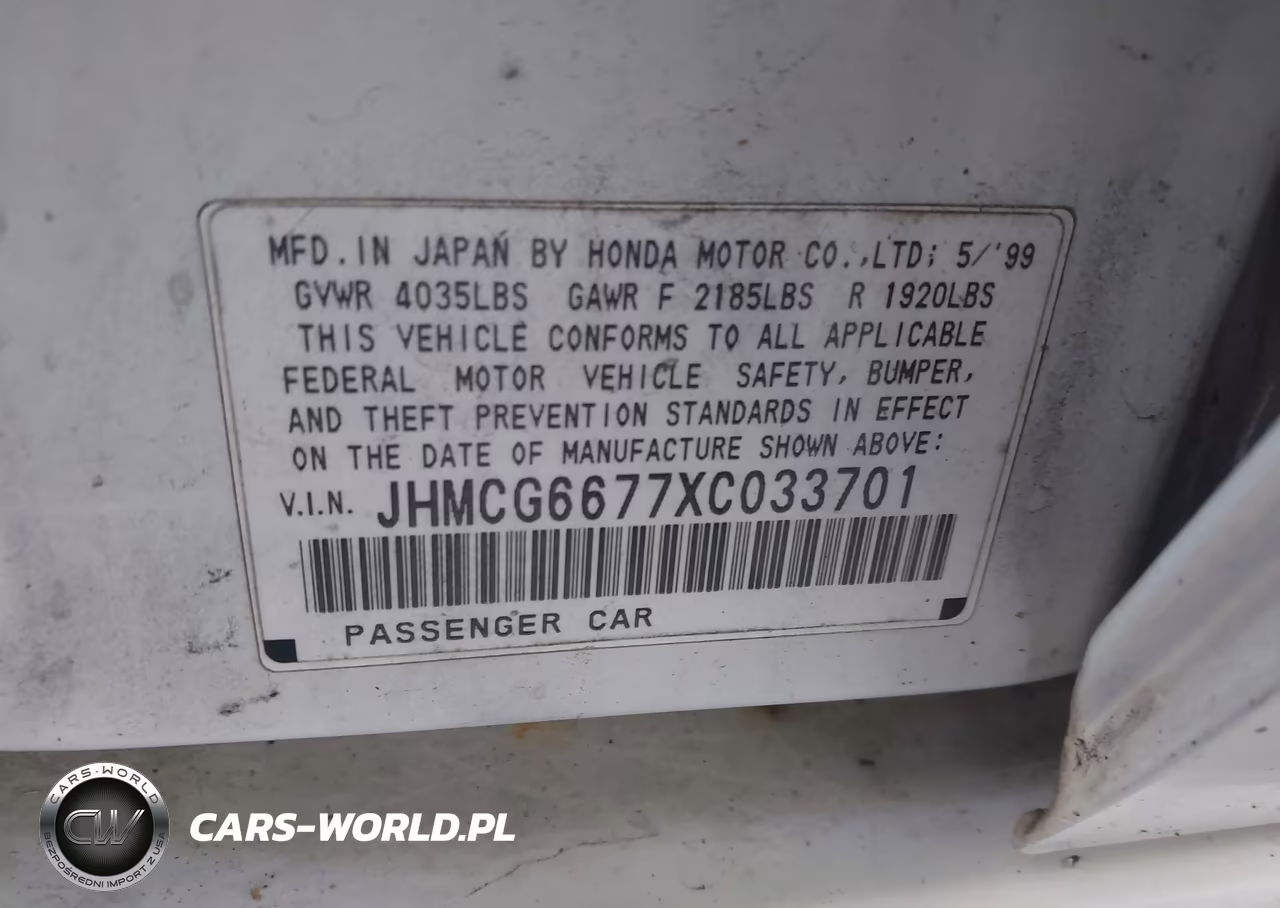 1999 Honda Accord Ex VIN:JHMCG6677XC033701 - 9