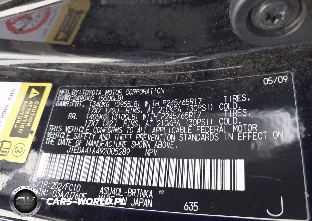 2009 Toyota Highlander VIN:JTEDA41A492005289 - 9