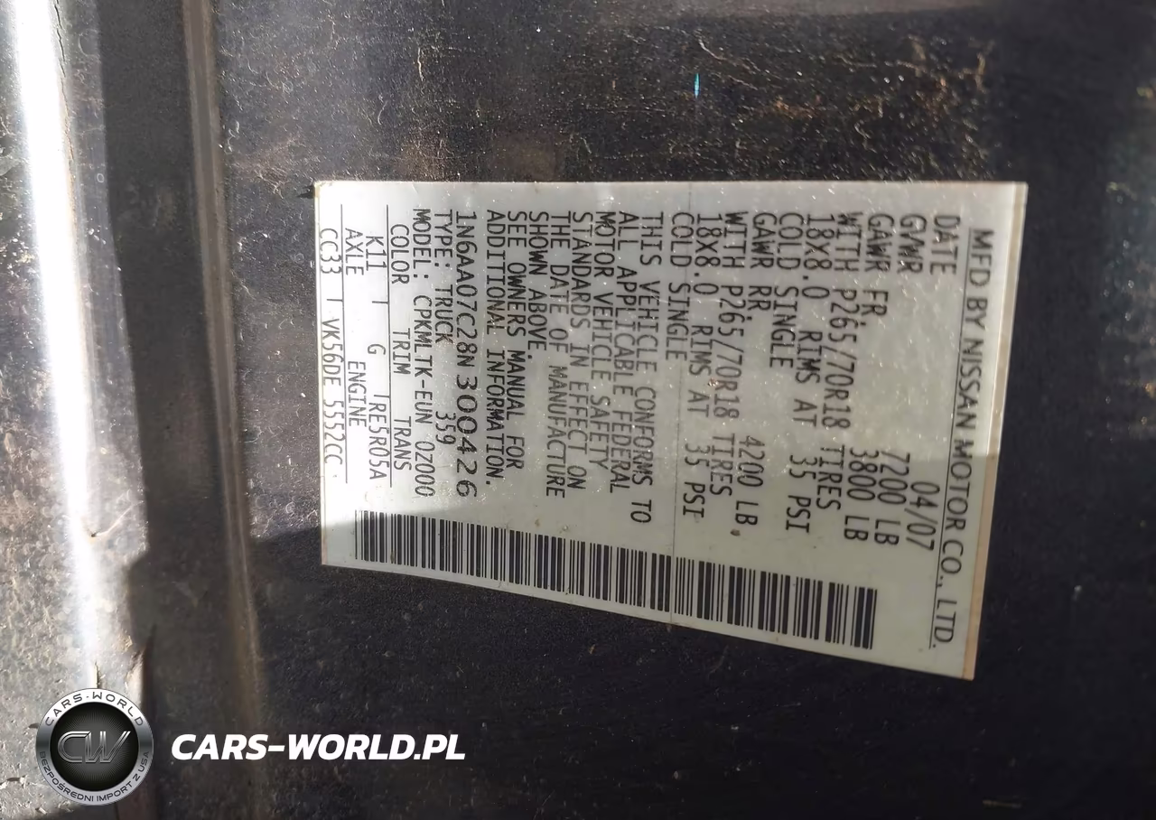 2008 Nissan Titan Se VIN:1N6AA07C28N300426 - 9