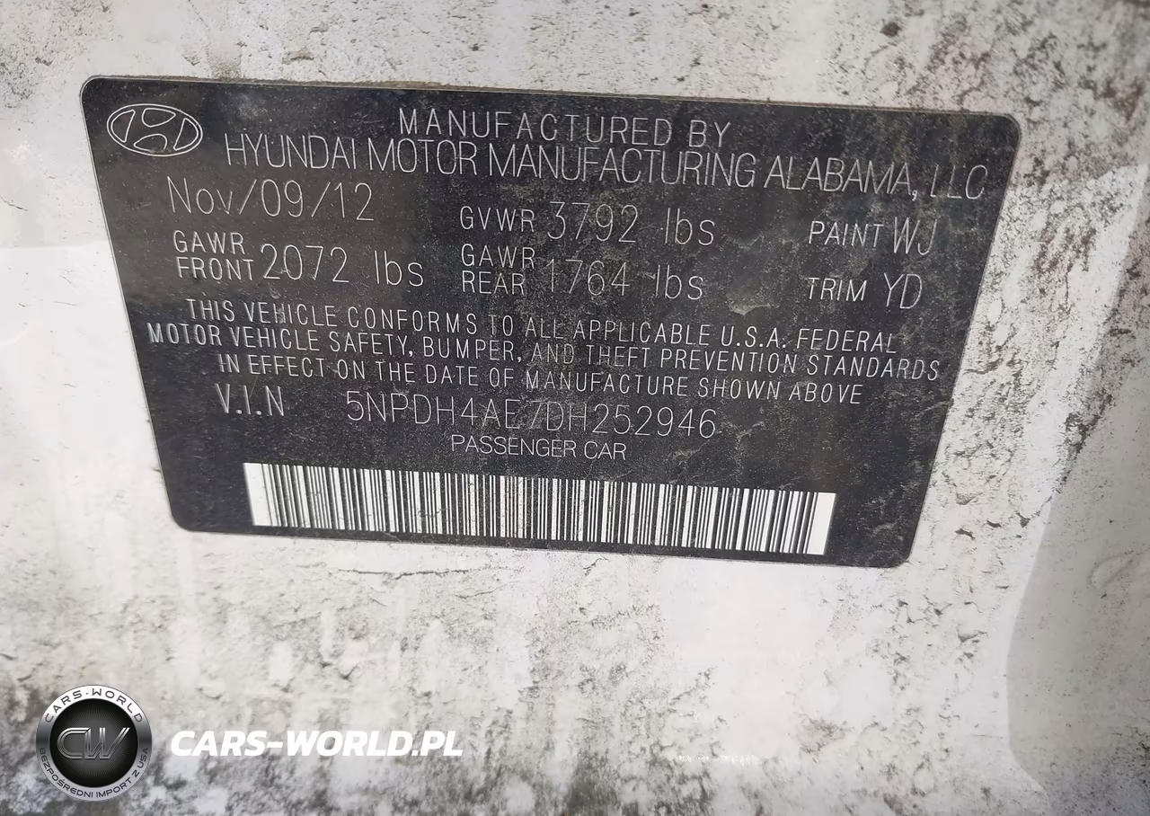 2013 Hyundai Elantra Gls VIN:5NPDH4AE7DH252946 - 9