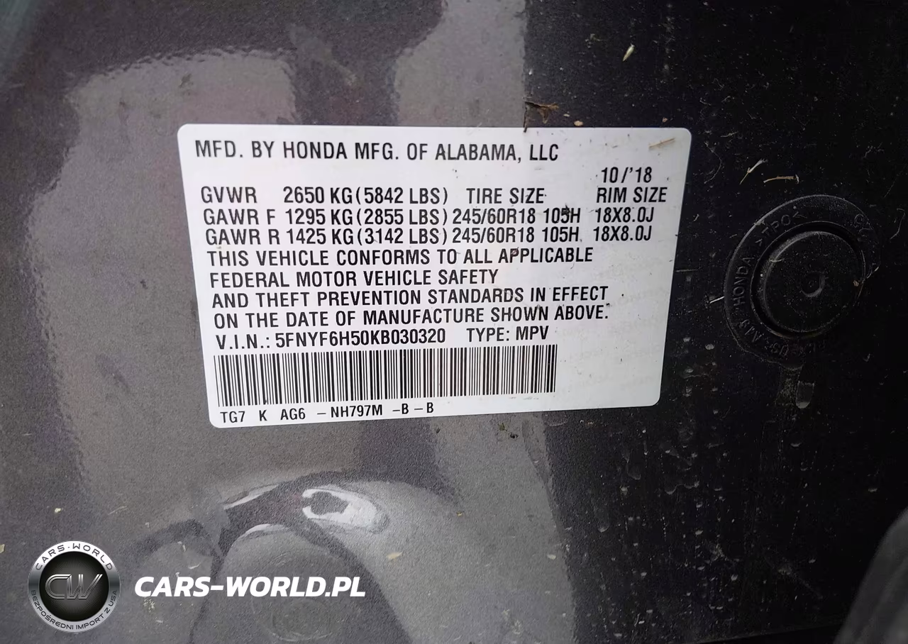 2019 Honda Pilot Ex-L VIN:5FNYF6H50KB030320 - 9