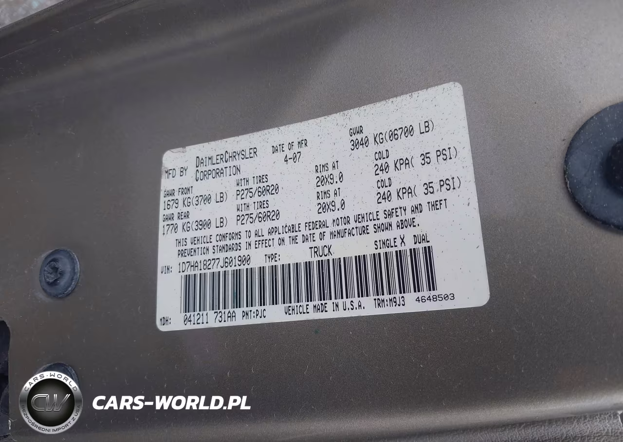 2007 Dodge Ram 1500 Slt VIN:1D7HA18277J601900 - 9