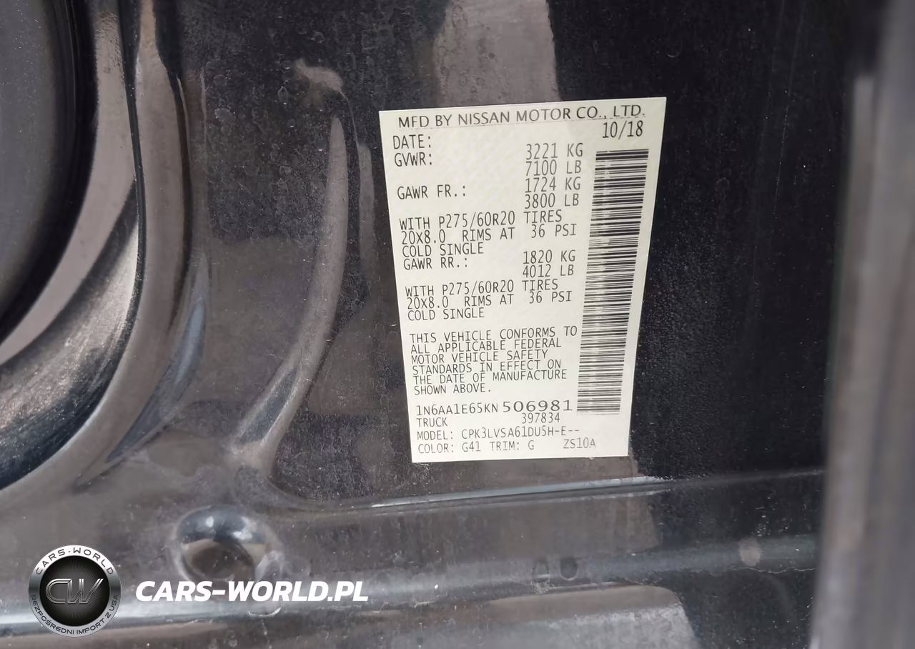 2019 Nissan Titan Sl VIN:1N6AA1E65KN506981 - 9