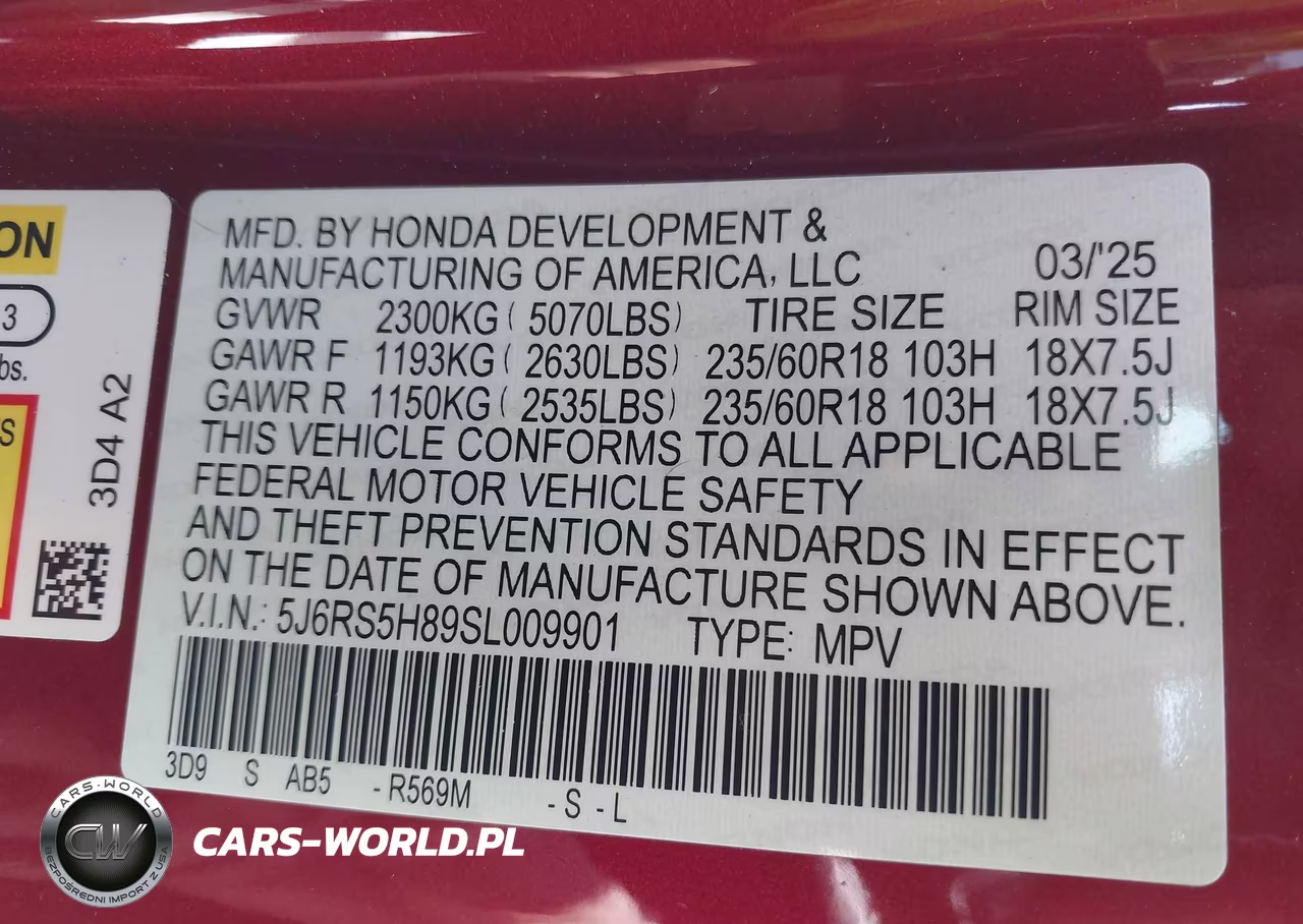 2025 Honda Cr-V Hybrid Sport-L VIN:5J6RS5H89SL009901 - 9