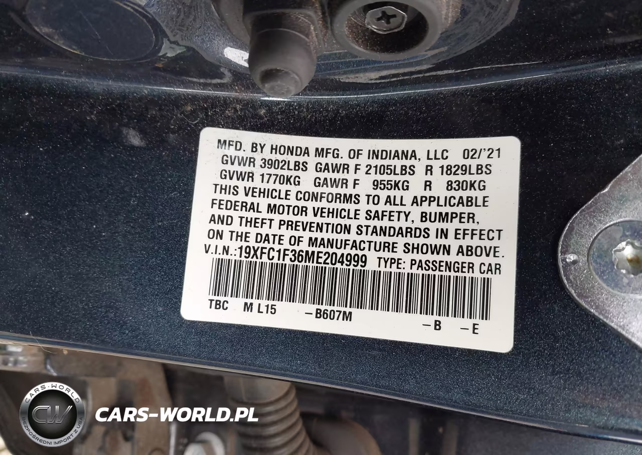 2021 Honda Civic Ex VIN:19XFC1F36ME204999 - 9