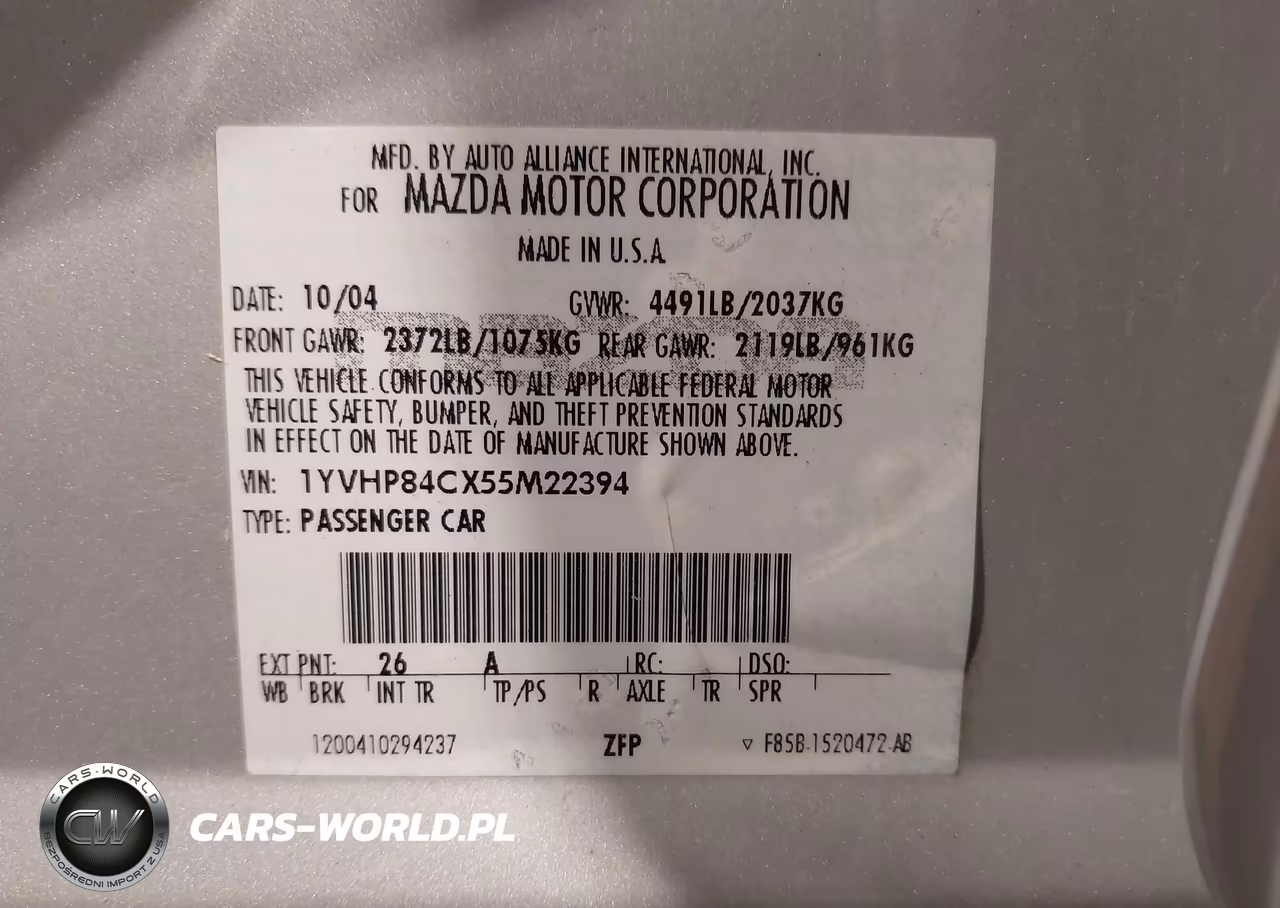 2005 Mazda Mazda6 I Sport VIN:1YVHP84CX55M22394 - 9