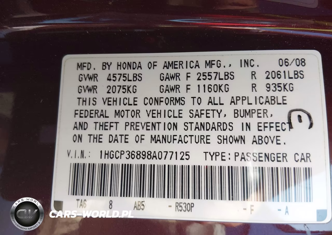 2008 Honda Accord 3.5 Ex-L VIN:1HGCP36898A077125 - 9
