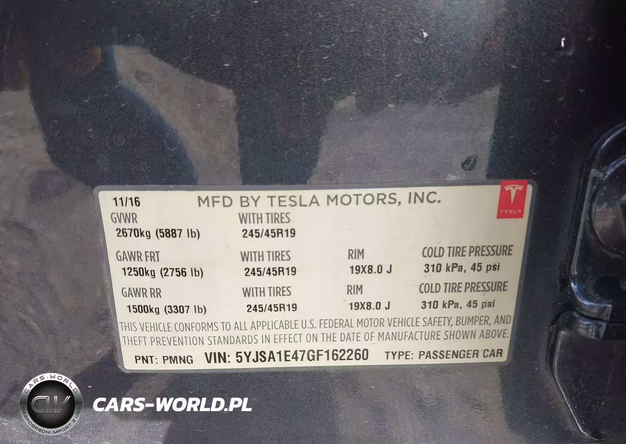 2016 Tesla Model S 90D-P100D-P85D-P90D VIN:5YJSA1E47GF162260 - 9