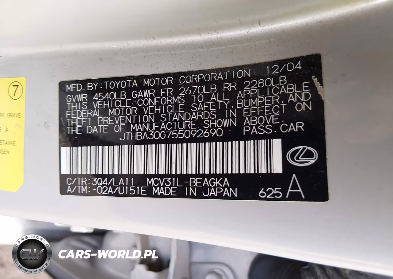 2005 Lexus Es 330 VIN:JTHBA30G755092690 - 9