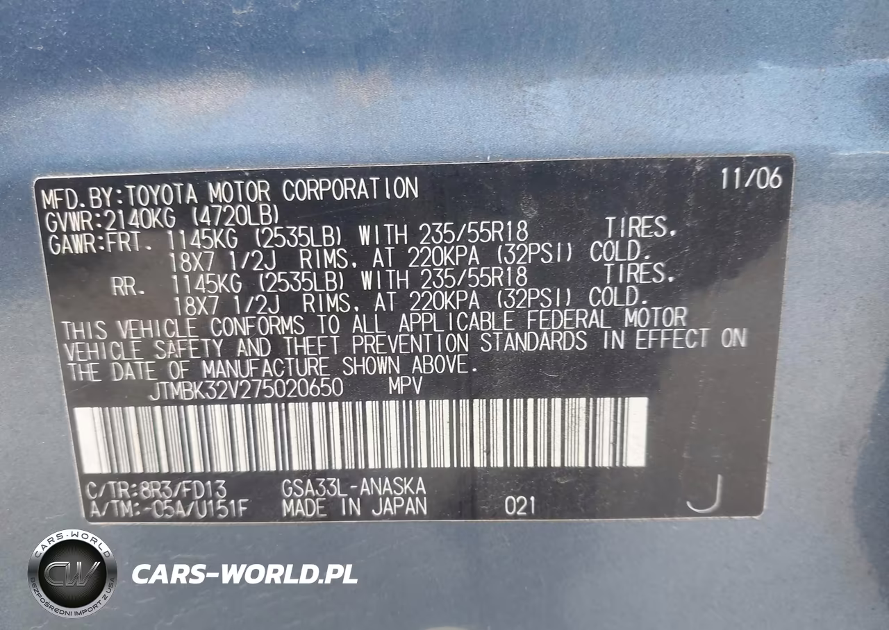 2007 Toyota Rav4 Sport V6 VIN:JTMBK32V275020650 - 9
