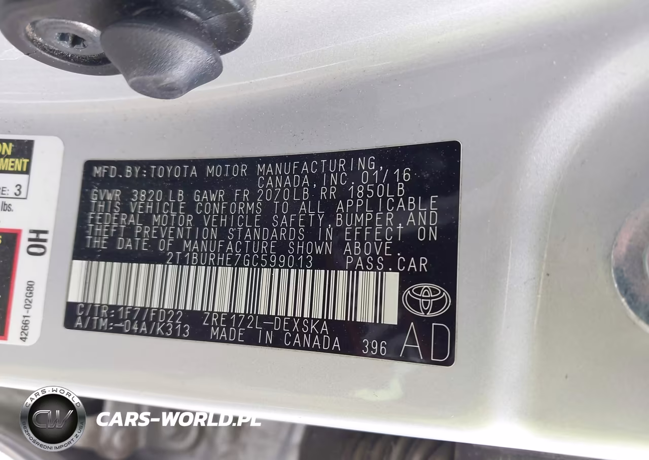 2016 Toyota Corolla S Plus VIN:2T1BURHE7GC599013 - 9