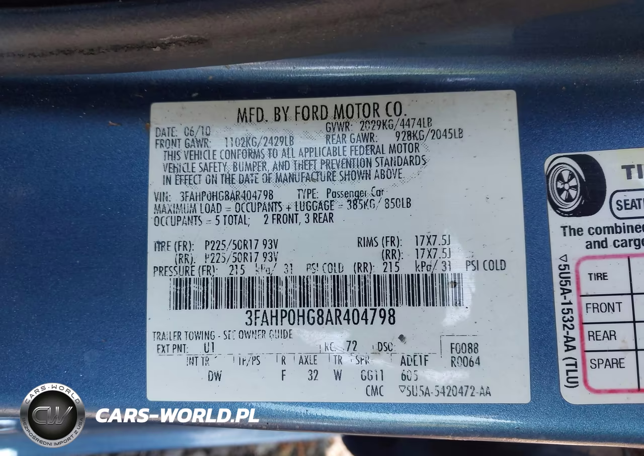 2010 Ford Fusion Se VIN:3FAHP0HG8AR404798 - 9