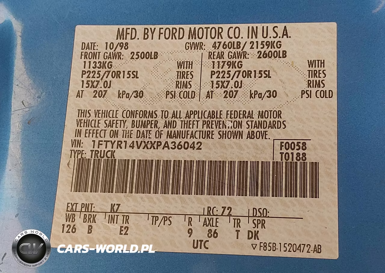1999 Ford Ranger Xl-Xlt VIN:1FTYR14VXXPA36042 - 9