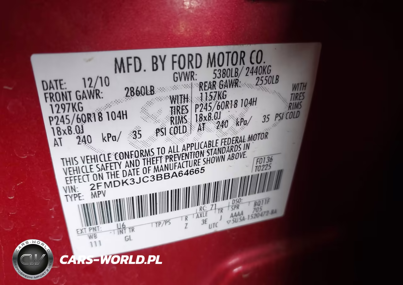 2011 Ford Edge Sel VIN:2FMDK3JC3BBA64665 - 9