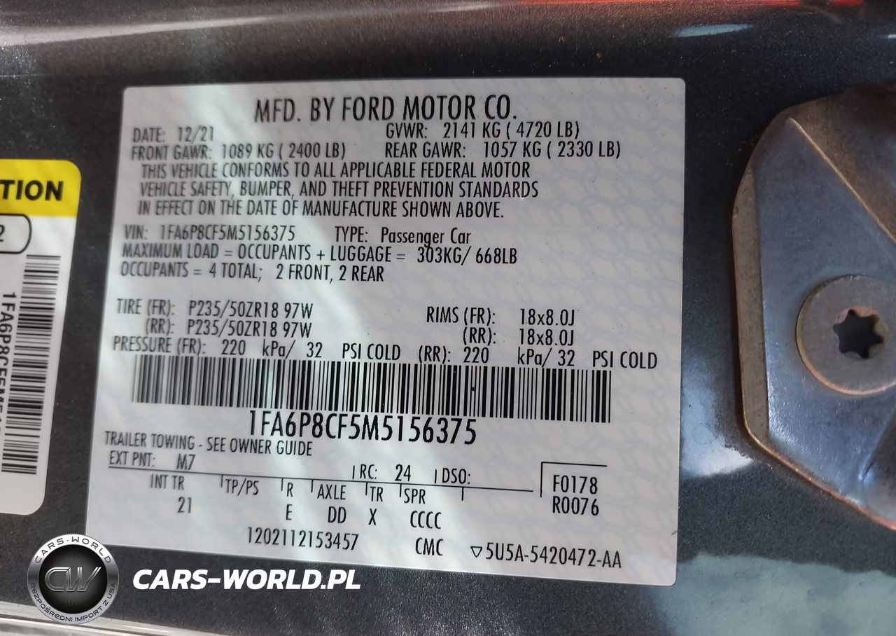 2021 Ford Mustang Gt Fastback VIN:1FA6P8CF5M5156375 - 9