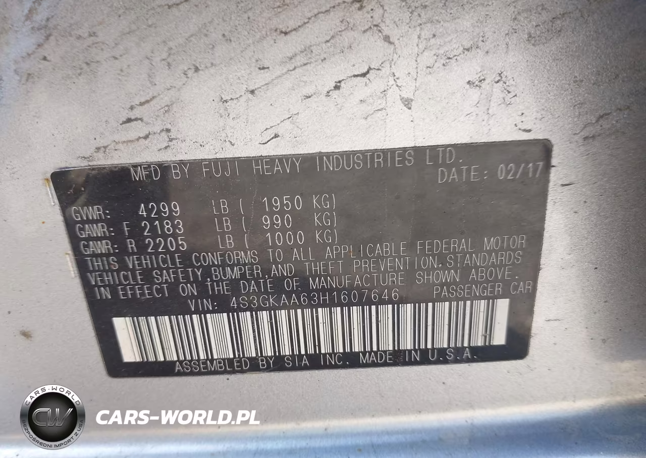 2017 Subaru Impreza 2.0I VIN:4S3GKAA63H1607646 - 9