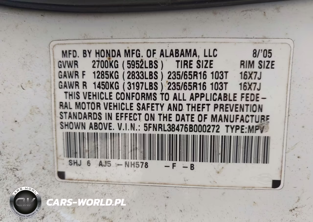 2006 Honda Odyssey Ex VIN:5FNRL38476B000272 - 9