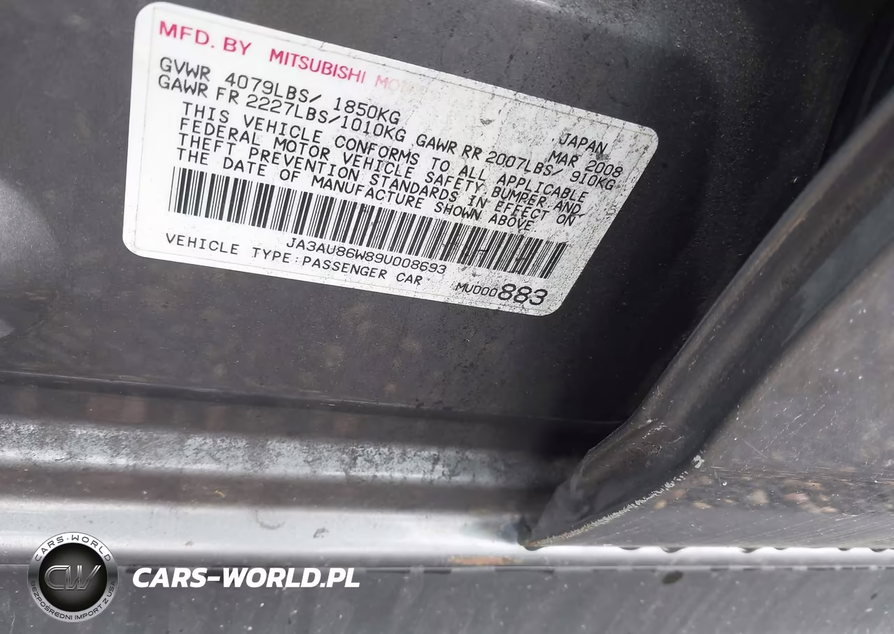2009 Mitsubishi Lancer Gts VIN:JA3AU86W89U008693 - 9