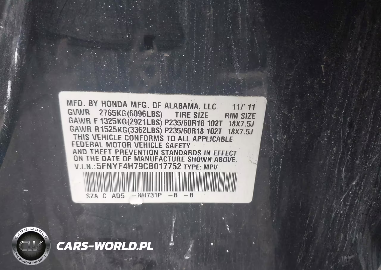 2012 Honda Pilot Exln VIN:5FNYF4H79CB017752 - 9