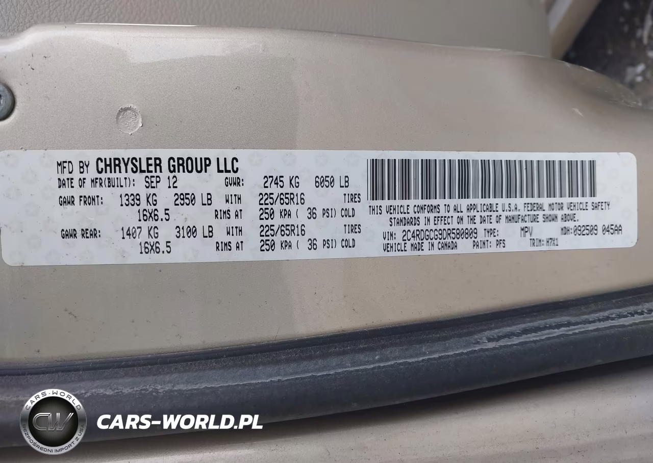 2013 Dodge Grand Caravan Sxt VIN:2C4RDGCG9DR580809 - 9