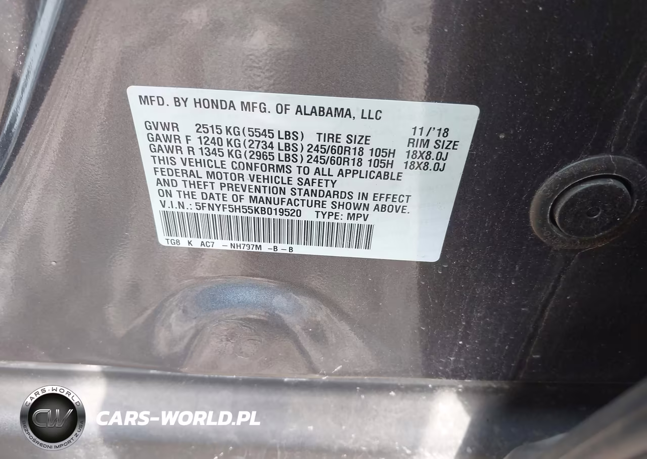 2019 Honda Pilot Ex-L VIN:5FNYF5H55KB019520 - 9
