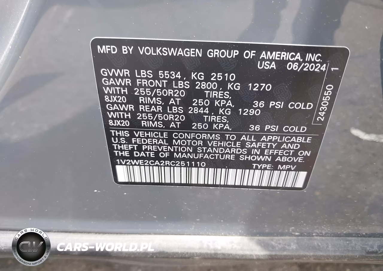 2024 Volkswagen Atlas Cross Sport 2.0T Se W-Technology VIN:1V2WE2CA2RC251110 - 9