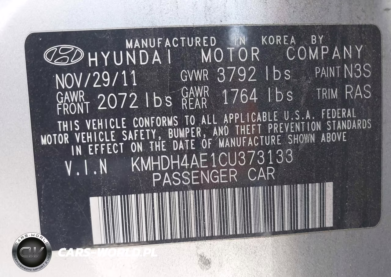 2012 Hyundai Elantra Gls (Ulsan Plant) VIN:KMHDH4AE1CU373133 - 9