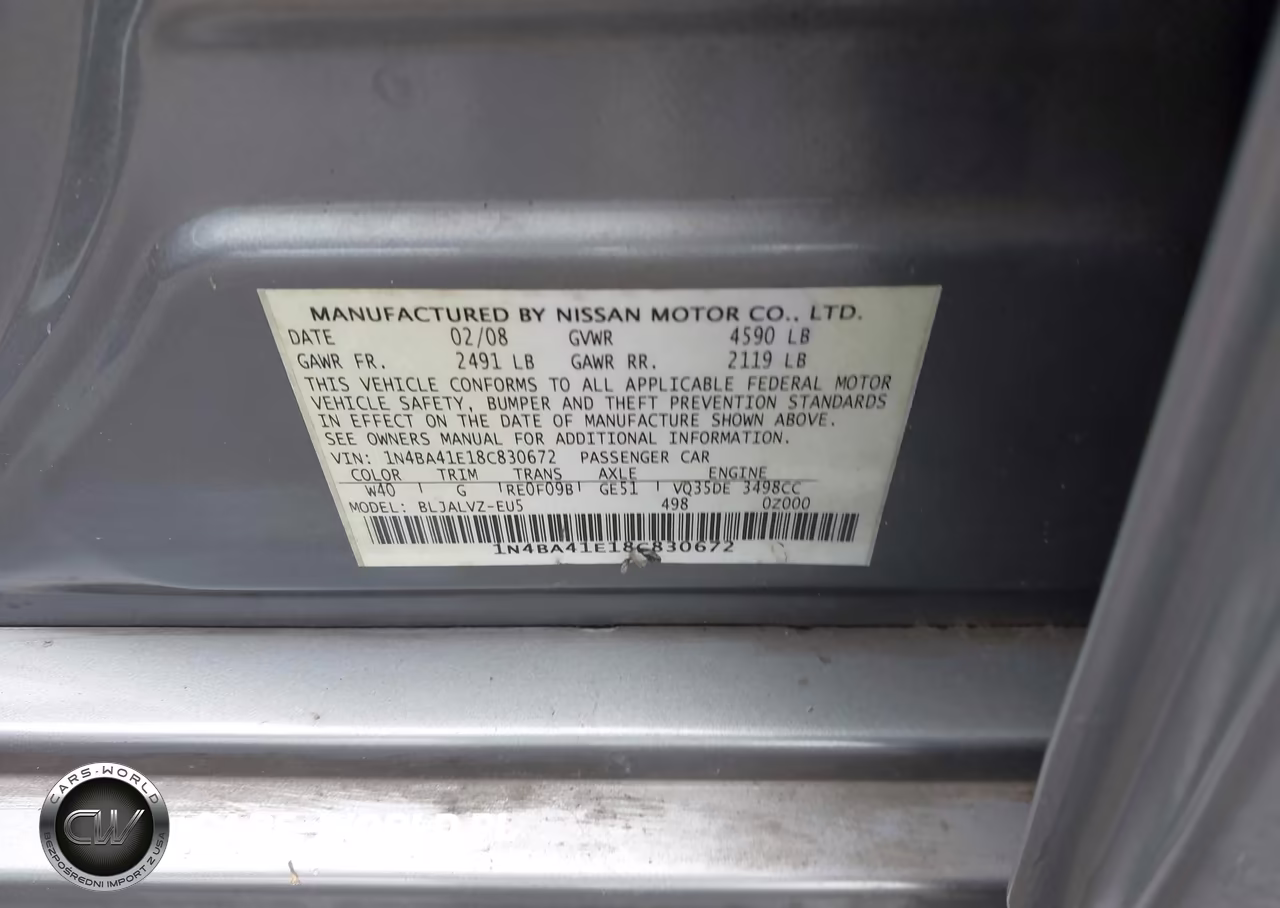 2008 Nissan Maxima 3.5 Se VIN:1N4BA41E18C830672 - 9