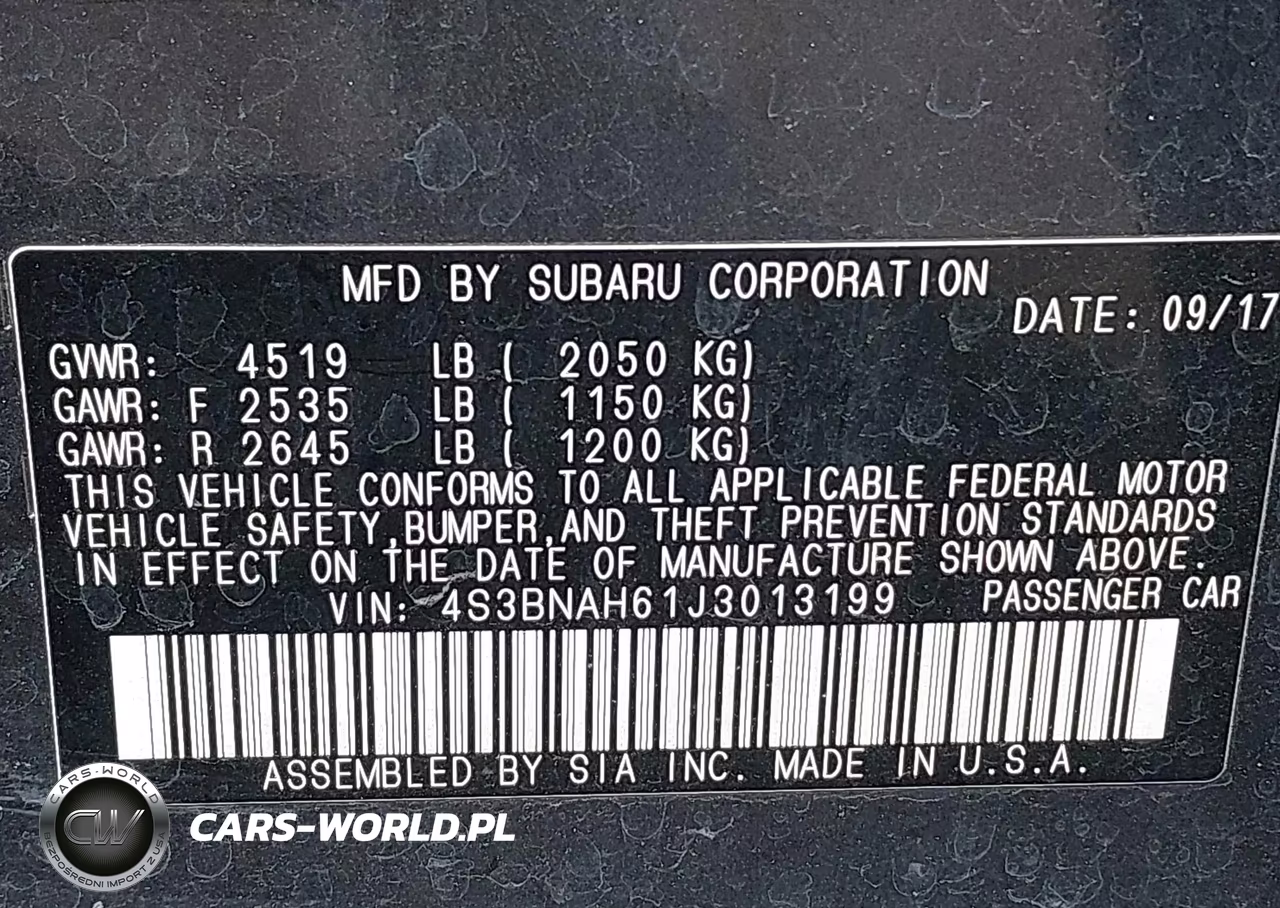 2018 Subaru Legacy 2.5I Premium VIN:4S3BNAH61J3013199 - 9