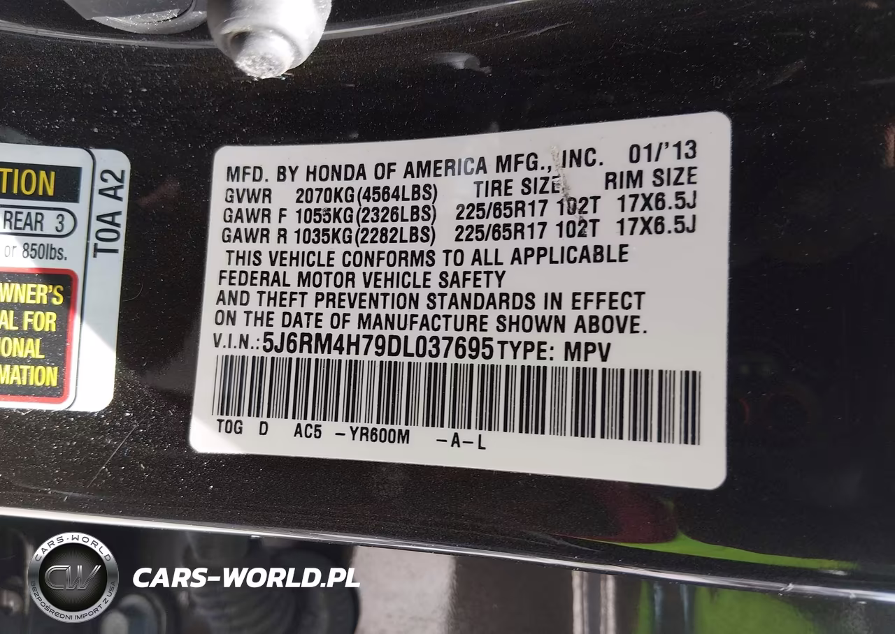 2013 Honda Cr-V Ex-L VIN:5J6RM4H79DL037695 - 9