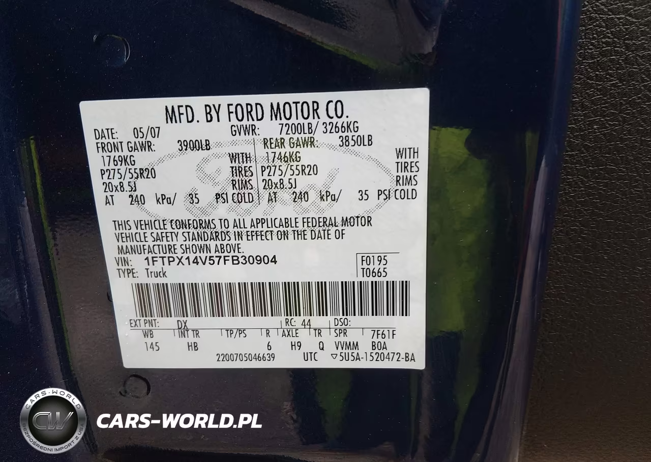 2007 Ford F-150 Fx4-Lariat-Xl-Xlt VIN:1FTPX14V57FB30904 - 9