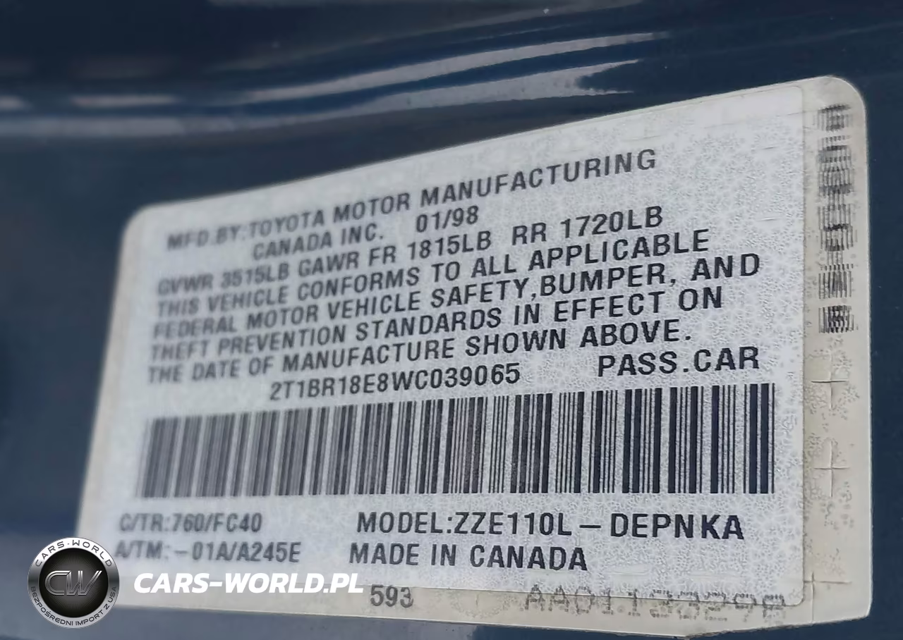 1998 Toyota Corolla Le VIN:2T1BR18E8WC039065 - 9