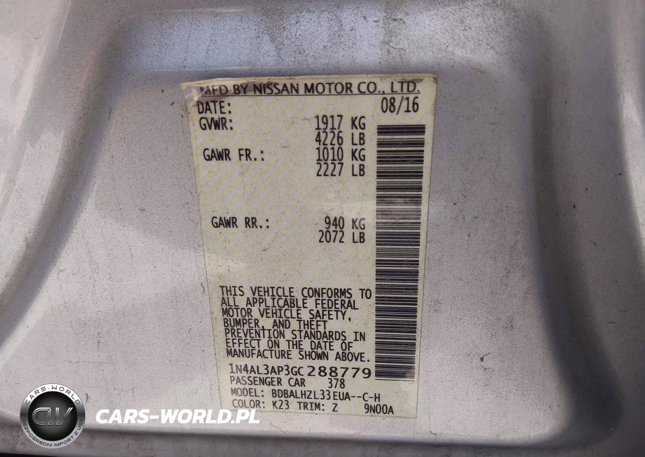2016 Nissan Altima 2.5 Sr VIN:1N4AL3AP3GC288779 - 9