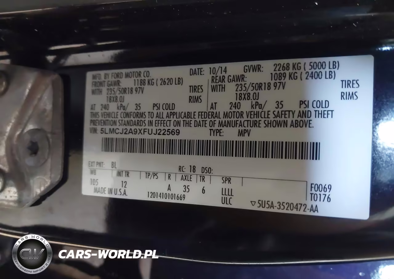 2015 Lincoln Mkc VIN:5LMCJ2A9XFUJ22569 - 9