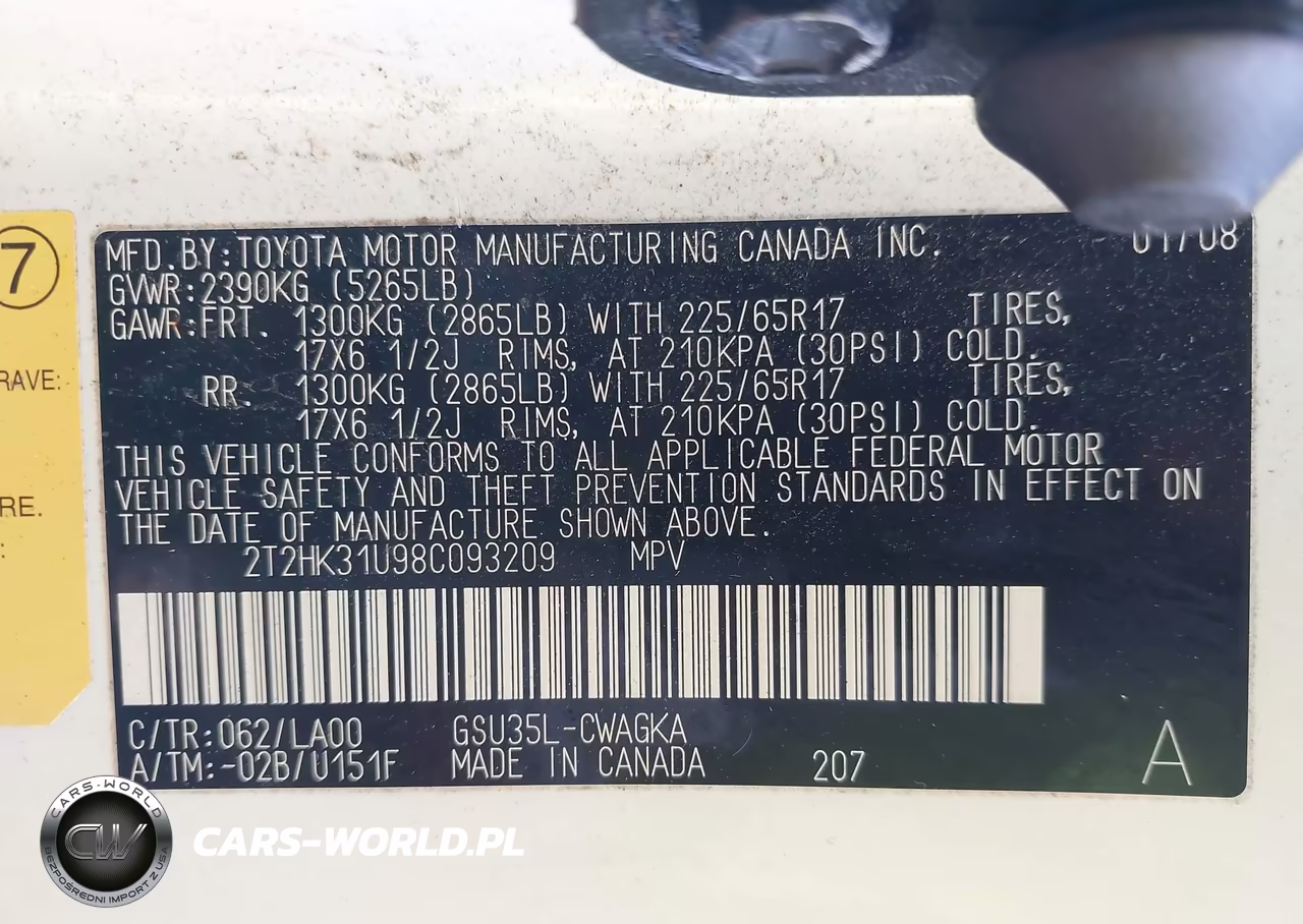 2008 Lexus Rx 350 VIN:2T2HK31U98C093209 - 9