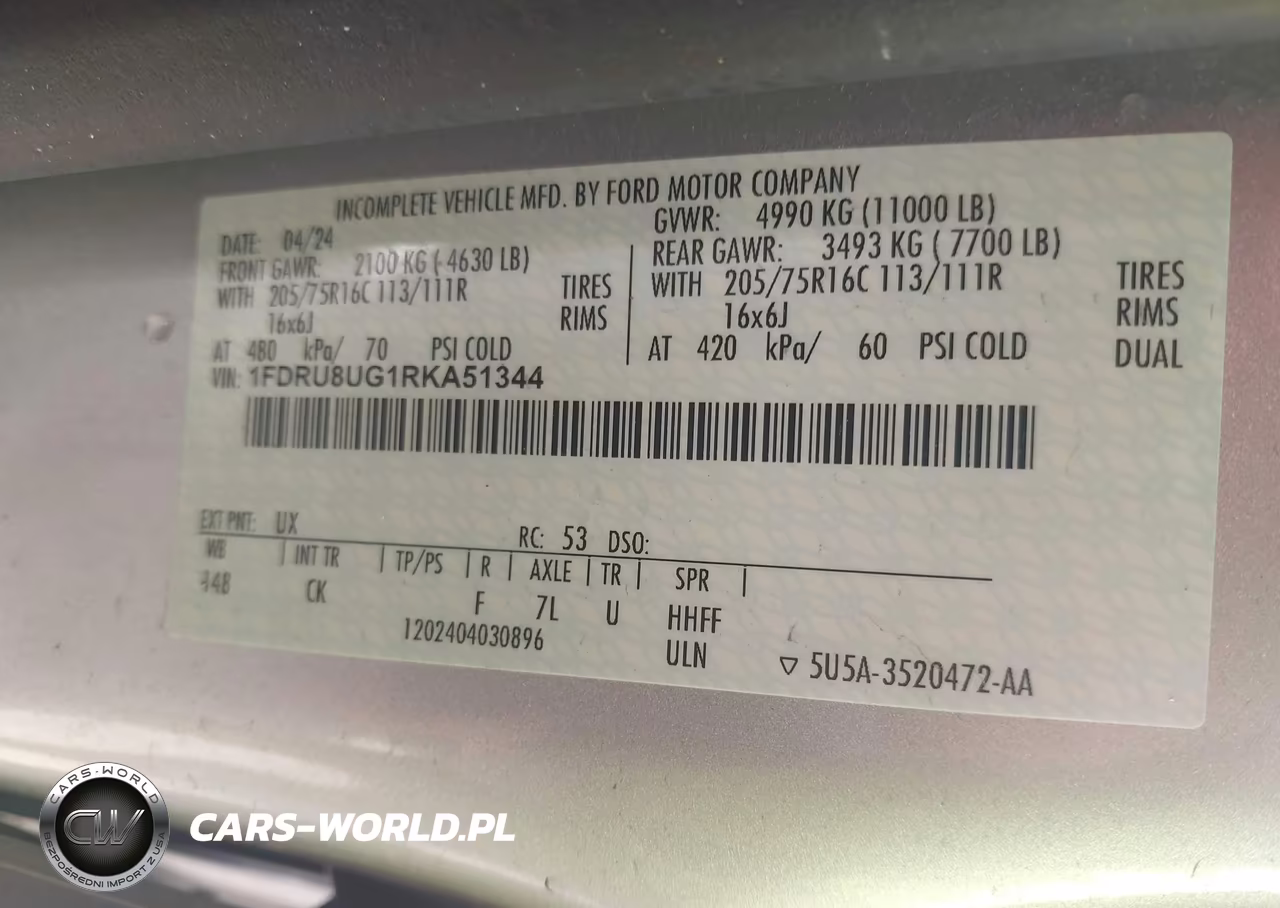 2024 Ford Transit-350 Cargo Van VIN:1FDRU8UG1RKA51344 - 8