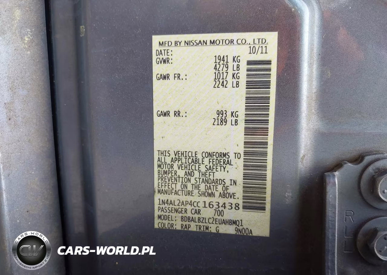 2012 Nissan Altima 2.5 S VIN:1N4AL2AP4CC163438 - 9