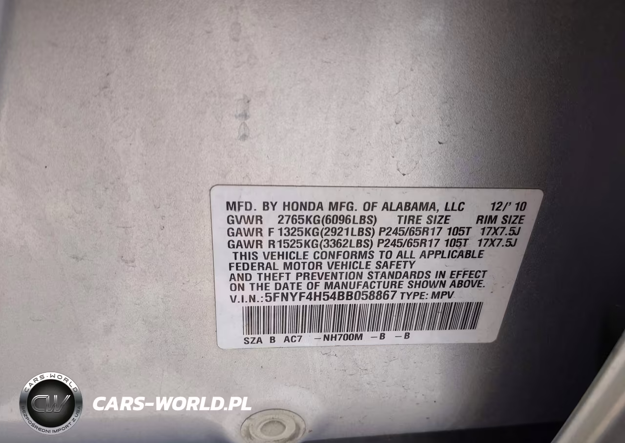 2011 Honda Pilot Ex-L VIN:5FNYF4H54BB058867 - 9