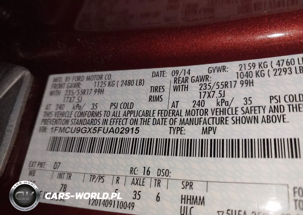 2015 Ford Escape Se VIN:1FMCU9GX5FUA02915 - 9