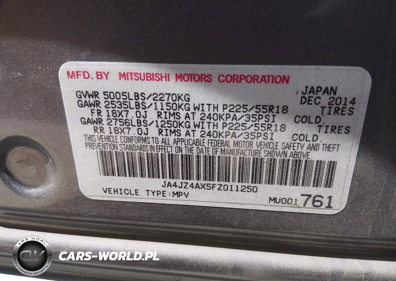 2015 Mitsubishi Outlander Gt VIN:JA4JZ4AX5FZ011250 - 9