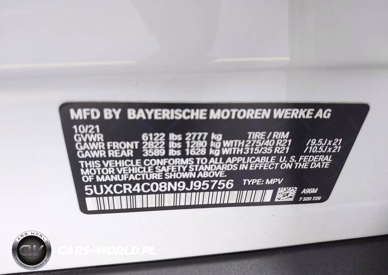 2022 BMW X5 Sdrive40I VIN:5UXCR4C08N9J95756 - 9