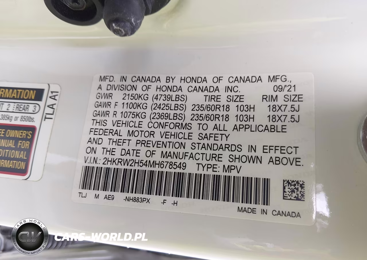 2021 Honda Cr-V Awd Ex VIN:2HKRW2H54MH678549 - 9
