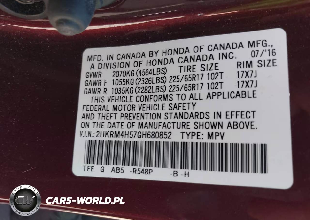 2016 Honda Cr-V Ex VIN:2HKRM4H57GH680852 - 9
