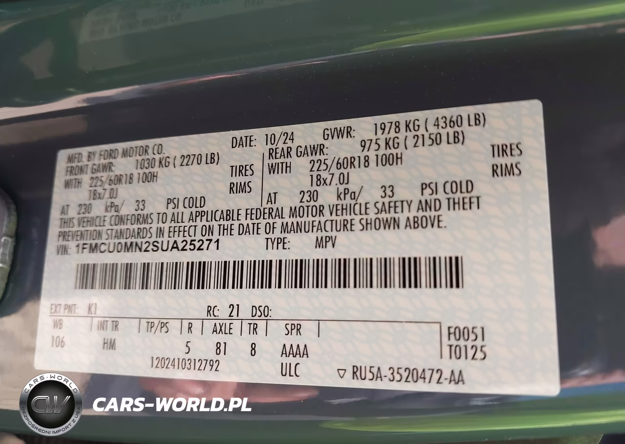 2025 Ford Escape St-Line VIN:1FMCU0MN2SUA25271 - 9