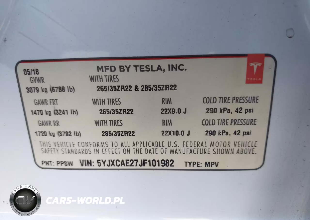 2018 Tesla Model X 100D-75D-P100D VIN:5YJXCAE27JF101982 - 9