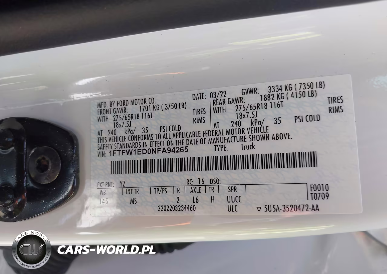 2022 Ford F-150 Xlt VIN:1FTFW1ED0NFA94265 - 9
