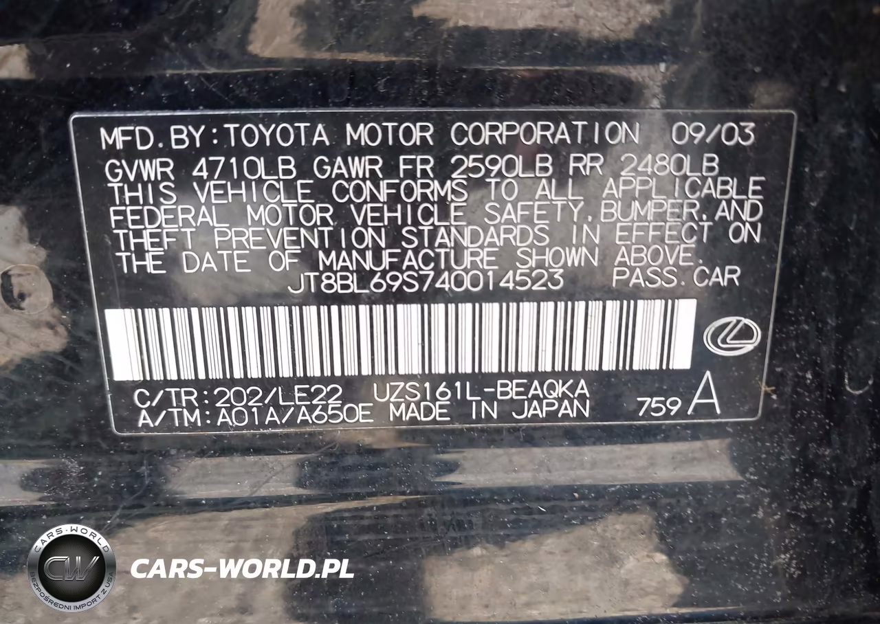 2004 Lexus Gs 430 VIN:JT8BL69S740014523 - 9