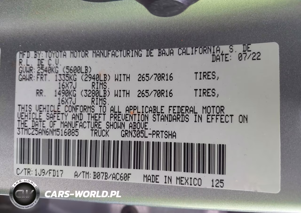 2022 Toyota Tacoma Trd Off Road VIN:3TMCZ5AN6NM516085 - 9