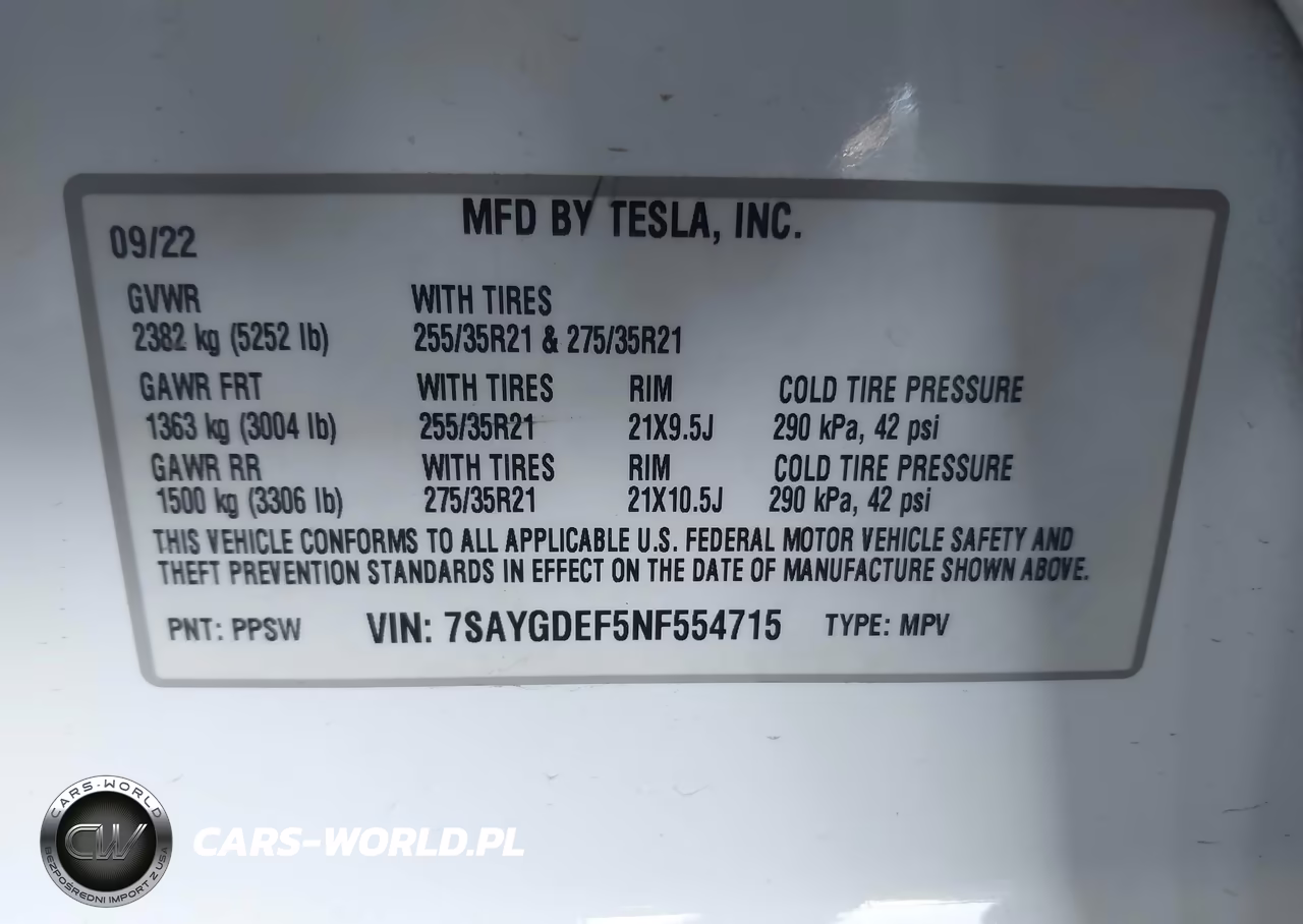 2022 Tesla Model Y Performance Dual Motor All-Wheel Drive VIN:7SAYGDEF5NF554715 - 9