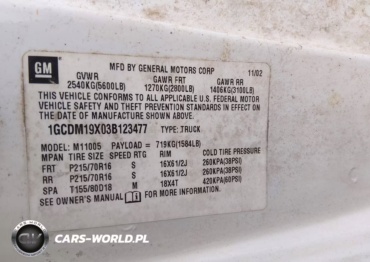 2003 Chevrolet Astro VIN:1GCDM19X03B123477 - 9